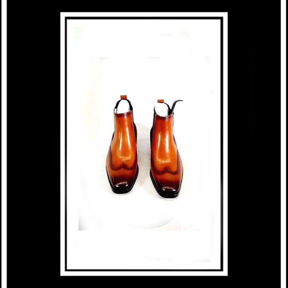 New Rare Unique Fashionable Men's High Grade Genuine Leather Chelsea Dress Boots
